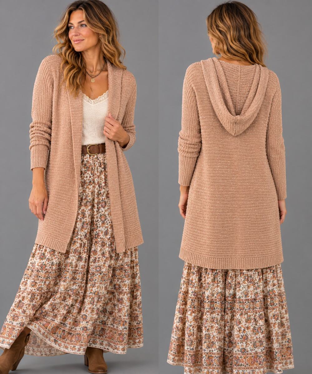 Forever 21 Women's Dusty Pink Longline Open Front Cardigan Size S